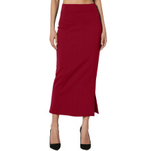 Damen-Bleistiftrock aus Ponte-Strick mit Seitenschlitz, hohem Bund und wadenlanger Länge, Größen S–3XL, einfarbig, ärmellos, rot