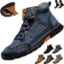 Olveros Boots – Men's Casual Leather Walking Sneakers, Non-Slip & Arch Support, Wide Toe Hiking Shoes