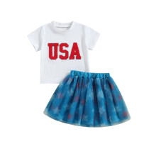 (4-5 Years, White) Tenue d'été pour 4 juillet