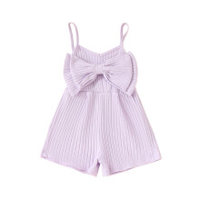 (18-24 Months, Purple) Tyttövauvan ribbihaalari kesällä söpö rusetti hihaton body vastasyntyneelle taaperolle söpöjä vaatteita