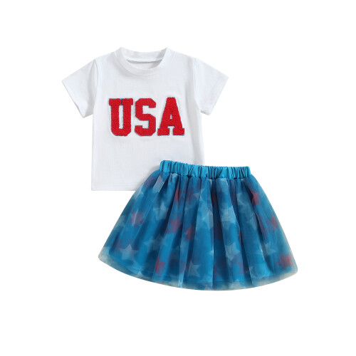 (5-6 Years, White) Completo estivo per 4 luglio.