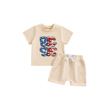 (18-24 Months, Apricot) Kinderzomeroutfit: T-shirt met en meisjes.