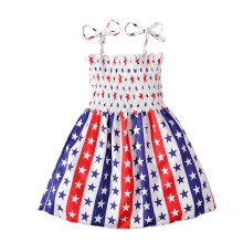 Robe d'été décontractée sans manches à motif drapeau américain pour bébé fille, collection plage 2025.