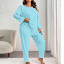 Női plus size hosszú ujjú pizsama szett