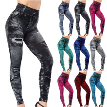 Módní legíny pro ženy, ležérní legíny s potiskem, elastické slim fit, legíny do posilovny, modré