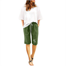 Damesshorts van jersey met zakken, wandelshorts, sportshorts, legergroen, maat L