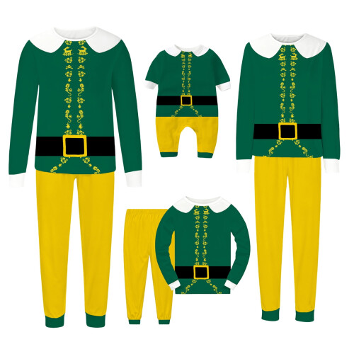 Kids Elf Holiday Pajama Set Long Sleeve Pullover Pants 2