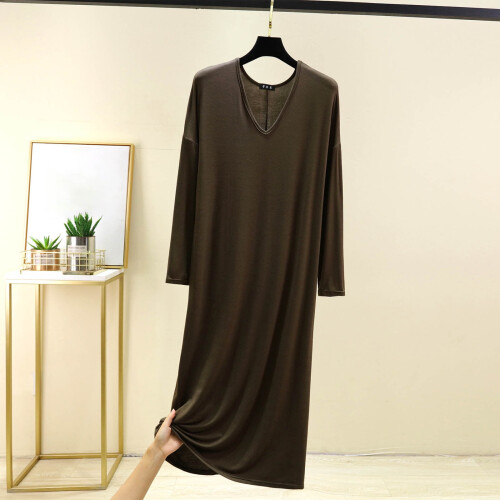 Camicie da notte da donna, maniche a 3/4, scollo a V, lunghe, casual, comode, da notte