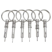 6 St Snabbkopplingsstift Båt Bimini Toppstift 1/4 Tums Diameter med Fallkam och Fjäder, Hårdvara med Dragring