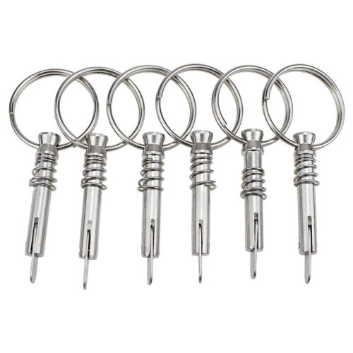 6Pcs Quick Release Pin Boat Bimini Top Pins 1/4 Inch Diameter with Drop Cam & Spring, Marine Hardware with Pull
