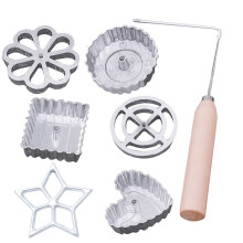 HomeLife - Ensemble de 7 moules à rosettes en forme de fleur, robustes et anticorrosion, en métal. Outils de cuisine.