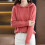 Damen-Kapuzenpullover, modischer Strickpullover mit langen Ärmeln, einfarbig, trendiger Freizeitpullover für den Herbst / Rosa 6