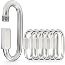 Rozsdamentes acél lánc gyorskapcsok - 304 rozsdamentes acél láncösszekötő, csavaros karabiner, lánckampók, 6 darabos készlet 2,45 hüvelyk