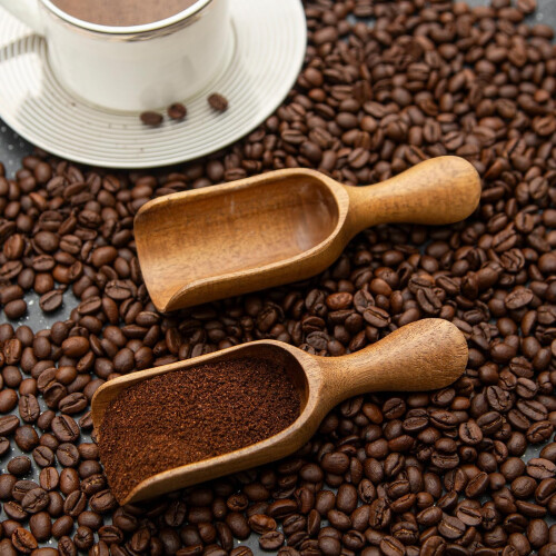 Set di 2 misurini in legno di acacia per caffè, tè e 1