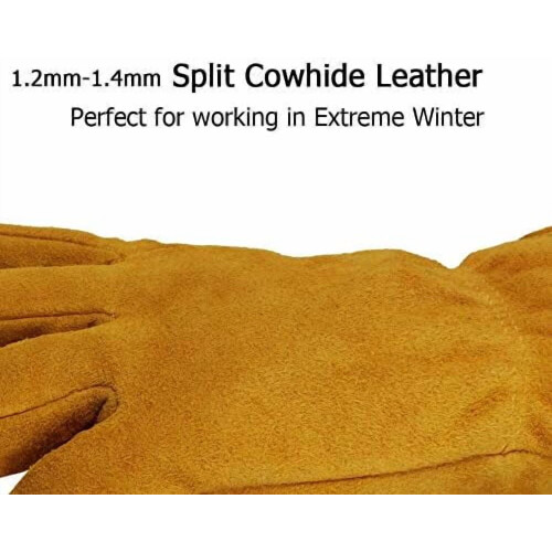 Wintergefütterte Arbeitshandschuhe aus Leder mit Imitation 2