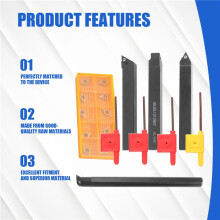 10Pcs Carbide Insert Blades + 4Pcs Lathe Turning Tool Holder Set + 4Pcs Wrench for Lathe Turning Tool Machine Tool Sets