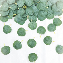 BalsaCircle200 Pétales d'eucalyptus artificiels vert givré, feuilles de verdure artificielles, décorations pour fêtes et événements