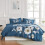Housse de couette à motif floral, microfibre 120 g/m² avec fermeture éclair et 3