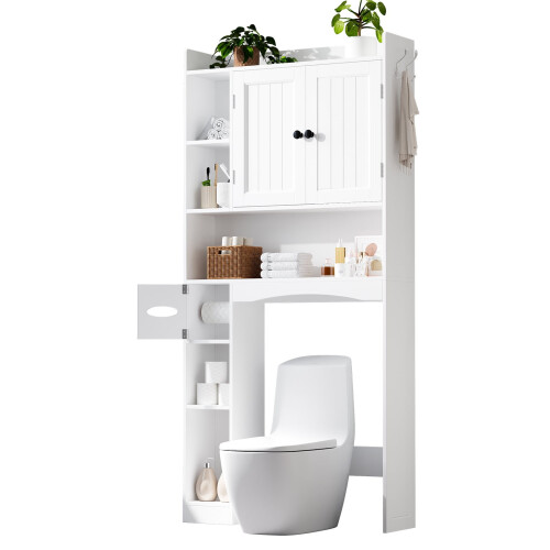 Mobiletto da bagno sopra il WC con 2 ante e 7 2