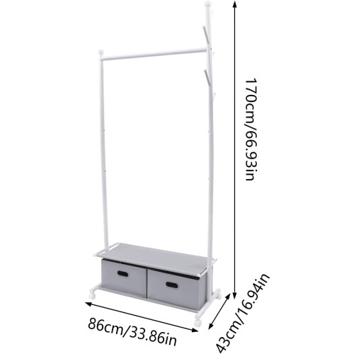 3-in-1 rolkledingrek – wit, koolstofstaal, 75 kg 1