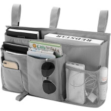 Organiseur de chevet avec sangles fixes et porte-bouteille – Compatible avec les lits de maison, de dortoir, superposés, d'hôpital et de berceau