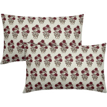 Fețe de pernă lombară cu imprimeu floral maro/roșu, 12x20, set de 2, design Chinoiserie, decor exterior și interior, compatibile cu pernele