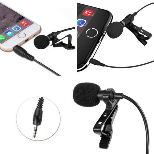 Microfoon voor telefoon, draagbare mini-microfoon, opnamemicrofoon, computer, 3,5 mm clip-on