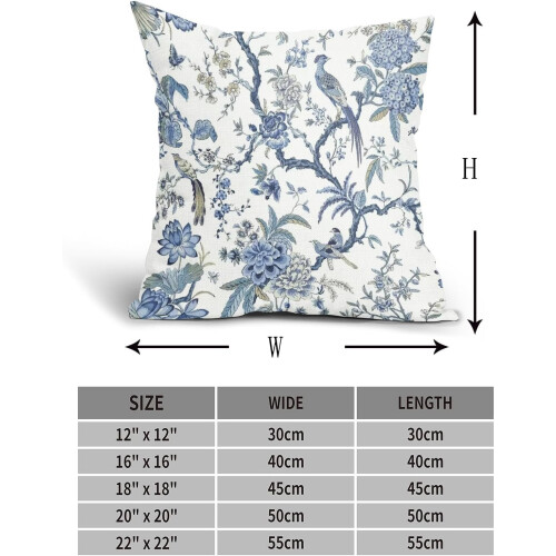 Fodere per cuscini in stile Chinoiserie, in cotone e lino, 45x45 cm, set da 2 1