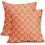 Πορτοκαλί Μαξιλαροθήκες με Floral Block Print, Σετ 2 τεμαχίων, Vintage Λουλούδι, Διακόσμηση 1