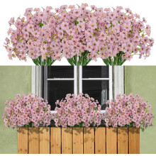 Lot de 10 fleurs artificielles résistantes aux UV, plantes en soie synthétique pour porche, jardinière, jardin – Orange automne