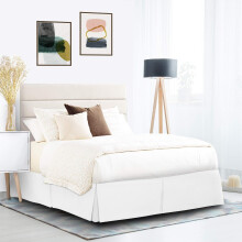 King Size Bed Skirt 12 Inch Drop Egyptian Cotton Box Pleated White with Split Corners