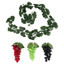 12 Strands Artificial Fake Grape Vines Ivy Leaves with 3 Strings Grapes for Wedding Party Home Wall Decoration
