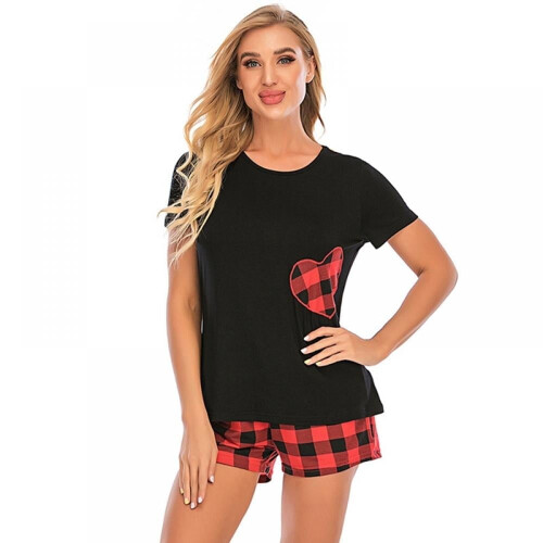 Dames korte pyjamaset met cartoonprint, 2-delig