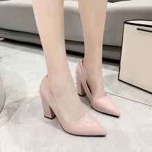 Saldi estivi! Scarpe con tacco a blocco da donna, alla moda, con punta affusolata, tacco grosso, scarpe con tacco alto multicolore, casual, rosa,