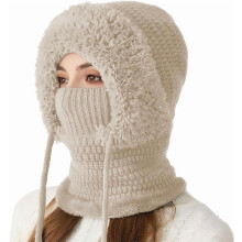 Bonnet 3 en 1 avec écharpe et masque doublé polaire pour l'hiver