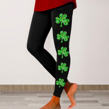 St. Patrick's Day Leggings voor Dames Trendy Sprekerprint Hoge Taille Stretch Legging Plus Size Sportbroek Yogabroek
