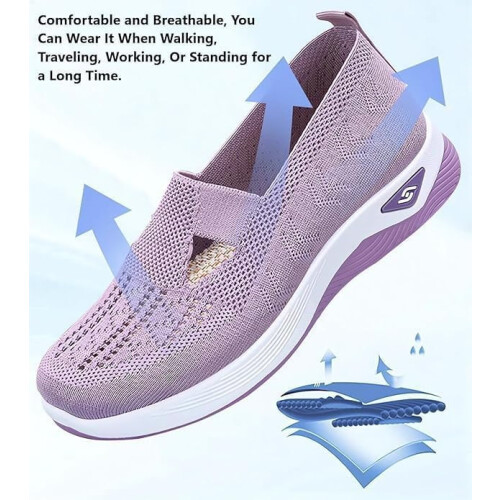 Γυναικεία υφαντά ορθοπεδικά slip-on αθλητικά παπούτσια Orthowalkway, αναπνεύσιμη 2