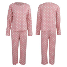 Lett pysjamassett med polkaprikker for kvinner, langermet topp, lange bukser, nattøy, loungewear