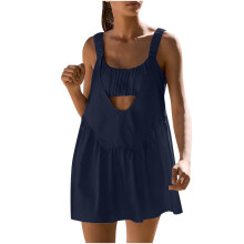 Tenniskleid für Damen mit integrierter Shorts und BH, ärmelloses, lässiges Sommerkleid mit offenem Rücken, Golfkleid, Sportkleid