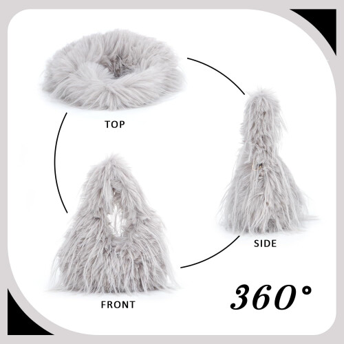 Τσάντα Tote από ψεύτικη γούνα για γυναίκες Y2K Fluffy τσάντα χειρός, μικρή χαριτωμένη 2