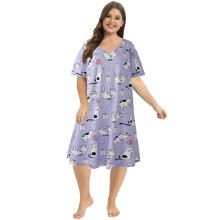 Camicie da notte da donna taglie forti a maniche corte, con stampa alla moda, pullover, morbida camicia da notte, abbigliamento da casa