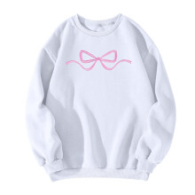 Sudaderas de otoño para mujer con estampado de lazo, manga larga, estilo jersey, cuello redondo suave, estilo casual de otoño e invierno.