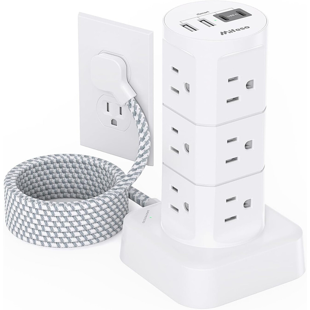 Flat Plug Power Strip With Surge Protection: 12 Outlets, 4 Usb Ports, 1875W/15A, 1080J, 6Ft Cord Â Compatible With Us Outlets 9028731415468