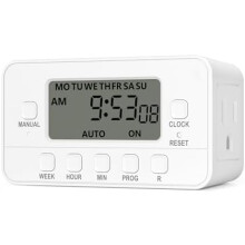 Temporizador digital de alta resistencia de 7 días con doble salida, pantalla LCD, diseño de 3 clavijas – Compatible con luces, ventiladores,