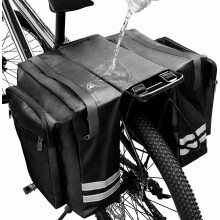 Fahrrad-Satteltaschen – Doppelte Gepäckträgertasche mit reflektierenden Details, verstellbaren Haken und großen Taschen für