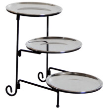 Ensemble de plateaux de service Ă deux niveaux en acier inoxydable