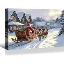 Grande quadro natalizio da parete Denozer - Quadro con Babbo Natale, Tela natalizia, Quadro invernale, Immagini di Natale, Poster di Natale - 45x30 cm