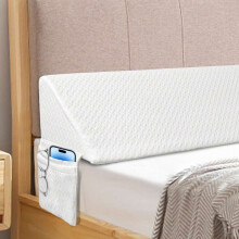 Coussin cale-lit blanc 1 pièce (0-8 pouces) - Rembourrage en mousse pour tête de lit avec housse amovible et lavable en polyester tissé et poche