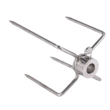 2Pcs BBQ Rotisserie Meat Forks Clamp Grill Meatpicks Stainless Steel Barbecue Skewer