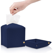 Boîte à mouchoirs carrée en similicuir avec plateau, 12,7 x 12,7 x 12,7 cm, support décoratif cubique – Compatible avec les mouchoirs standard